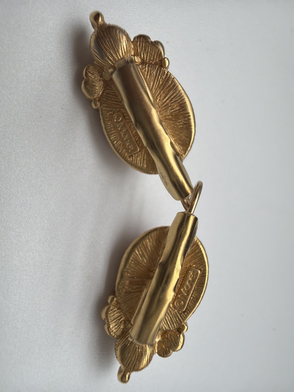 Vintage Monet Faux Coral & Ivory Gold Tone Pierced Earrings
