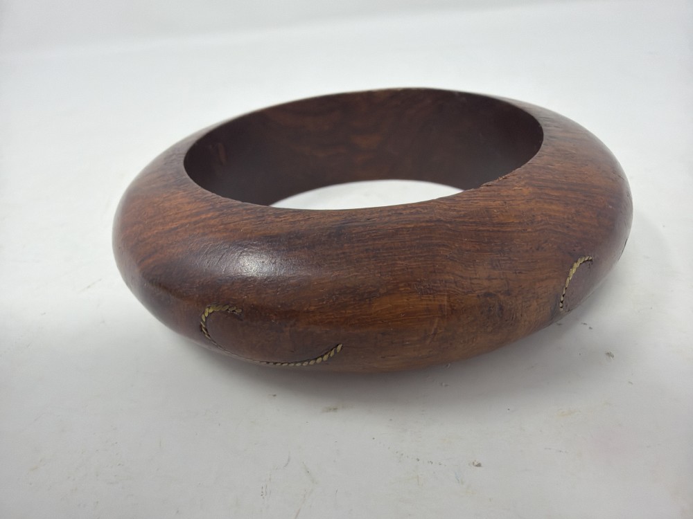 Chunky Wood Inlaid Bangle