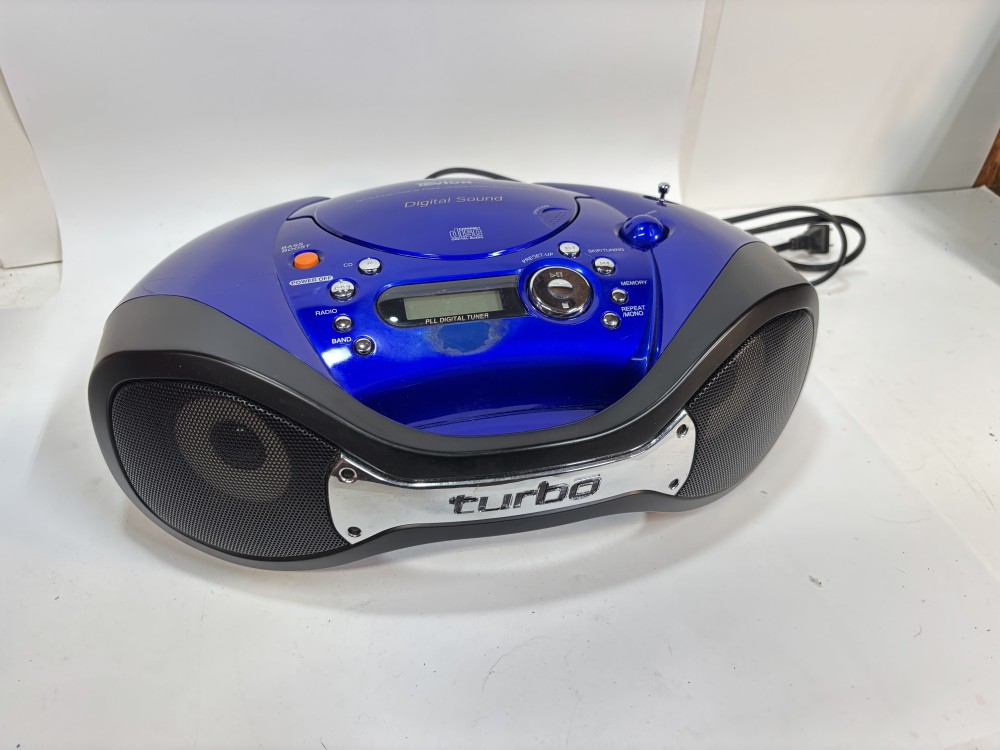 Blue Tevion Portable Boombox AM/FM Radio CD Player