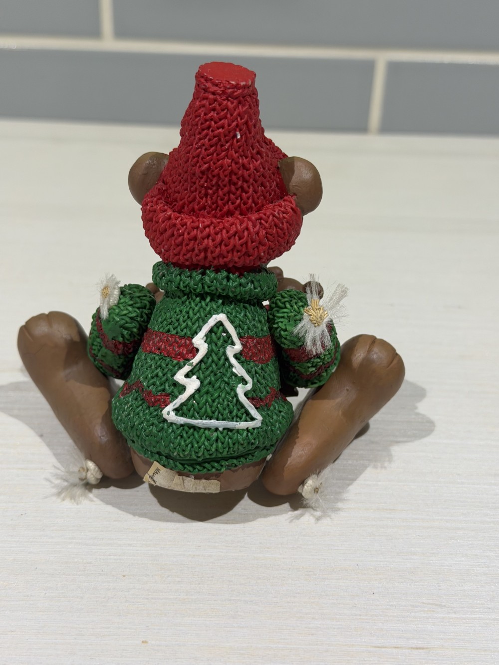 Vintage Christmas Teddy Figurine