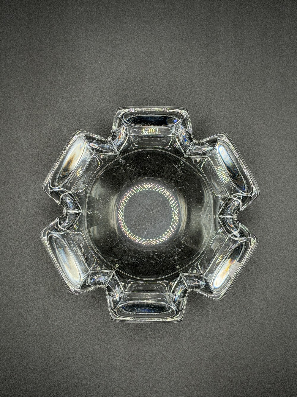 Vintage Orrefors Sweden Crystal Corona Bowl by Lars Hellsten