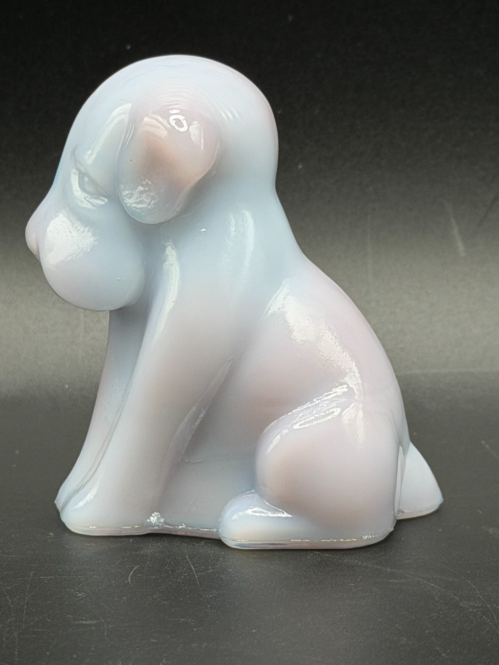Boyd Glass Pooche the Dog Vintage Figurine - Crown Tuscan Opalescent Art Glass
