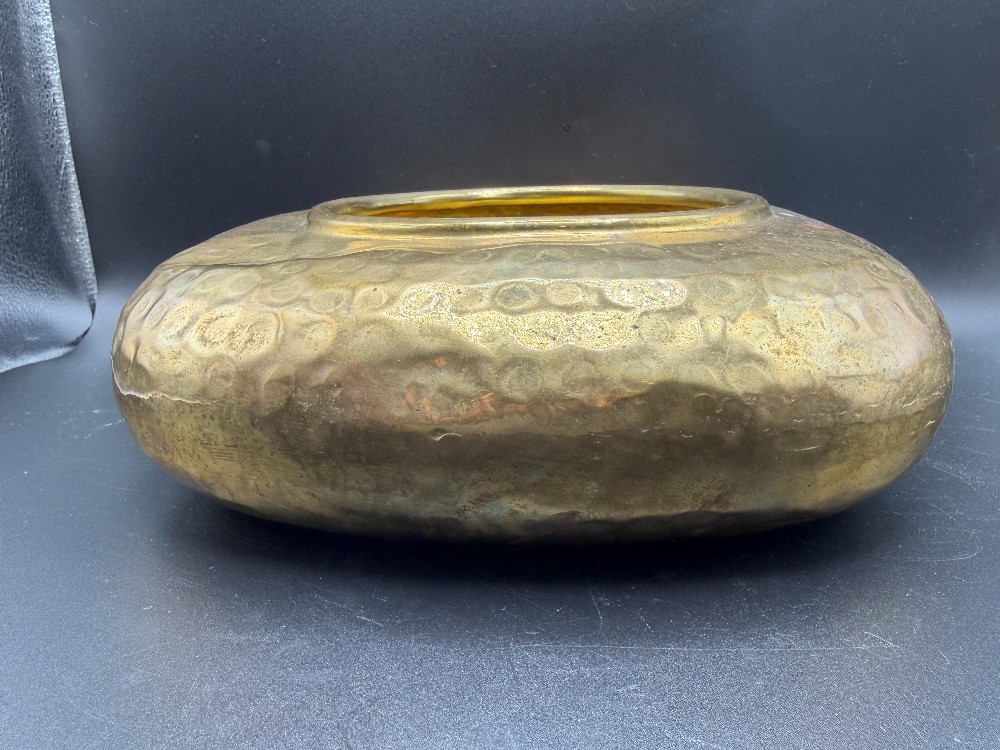 MCM Hammered Brass Square Shaped Planter Pot MCM