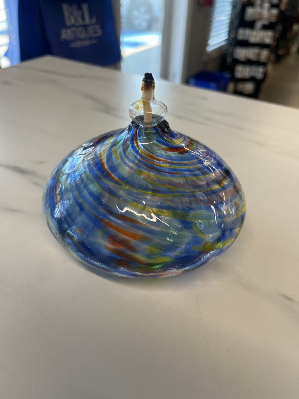 Handblown glass oil lantern