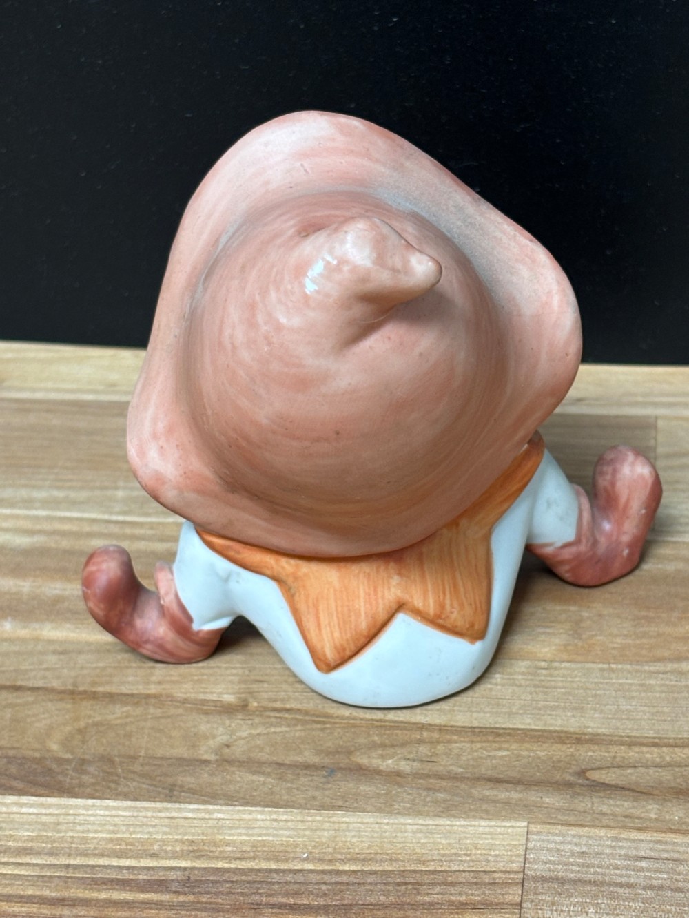 Kitsch Pixie Elf Figurine Orange Homco 5213 Vintage Cottage Big Hat Whimsical