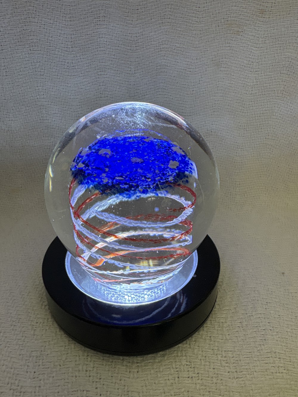 Red, White, and Blue Paperweight w/Light