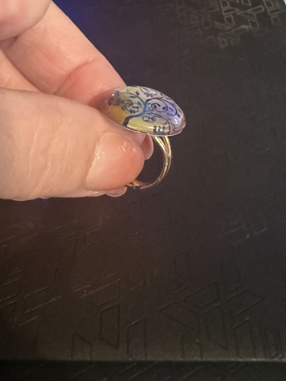 Adjustable Ring - Tree of Life Blue and Purple
