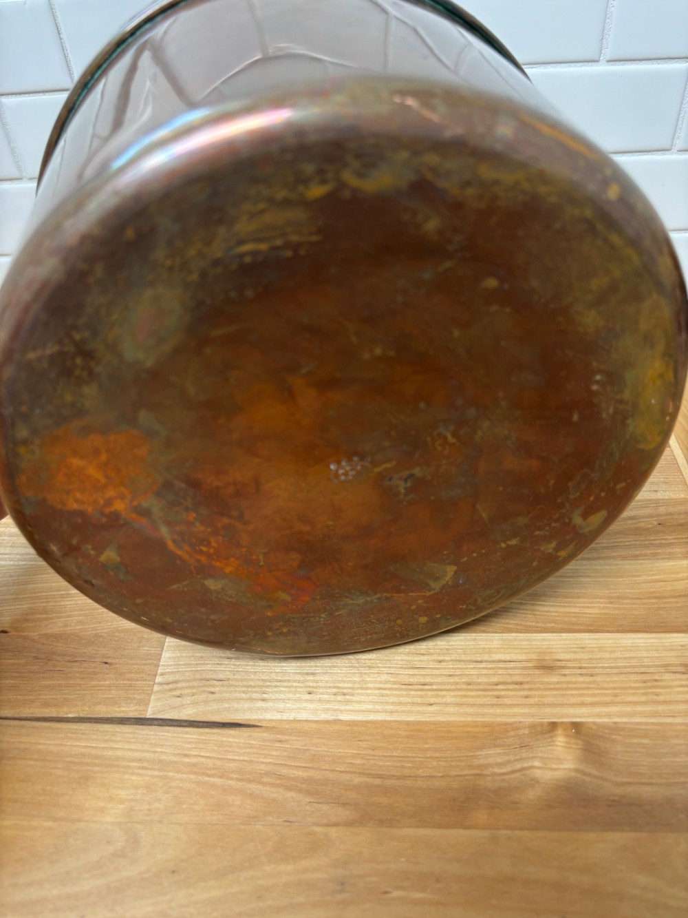 Ice Bucket Italian Copper Wood Handle Aluminum Liner Hollywood Regency MCM