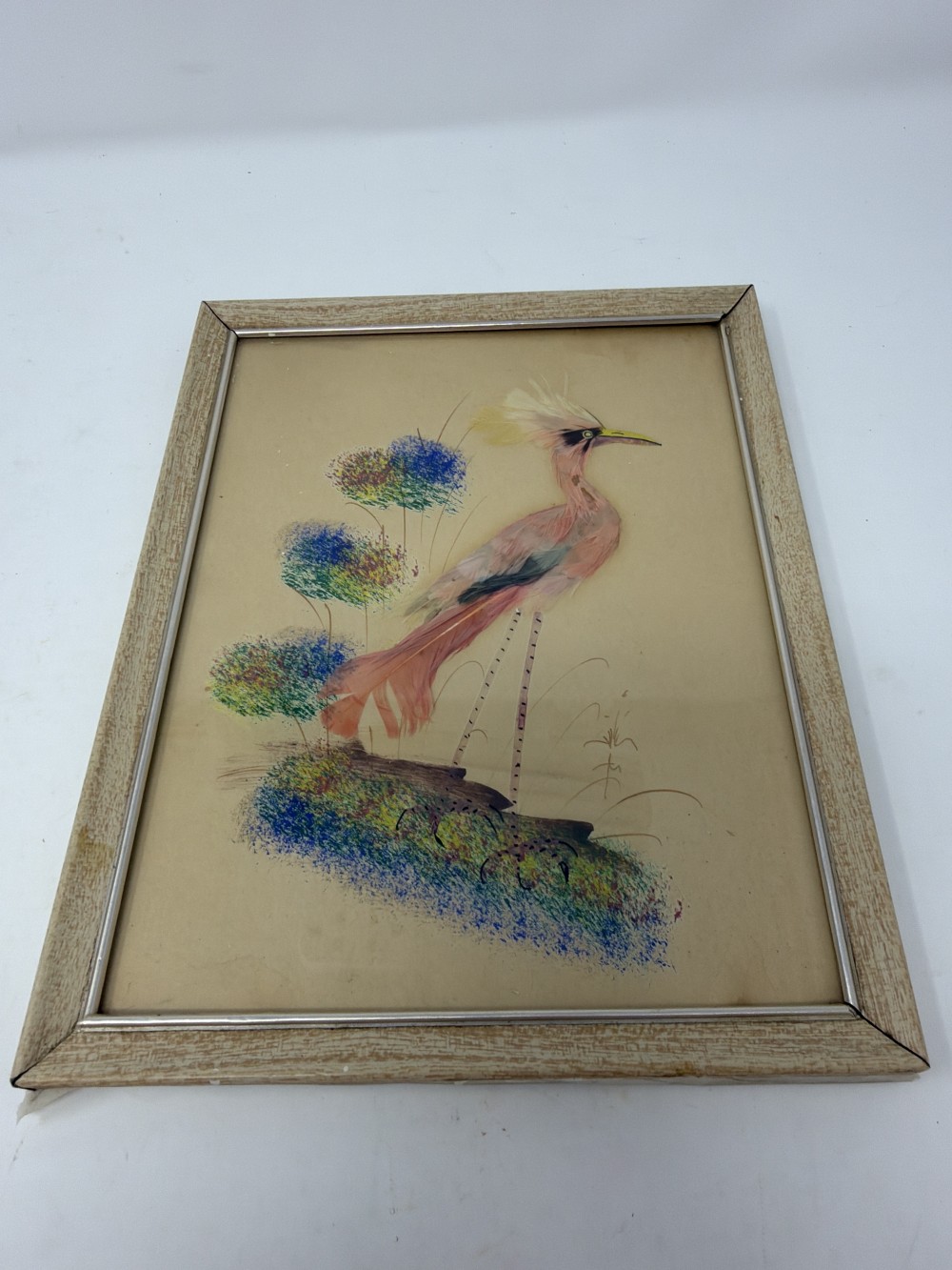 Vintage Framed Feather Art Bird