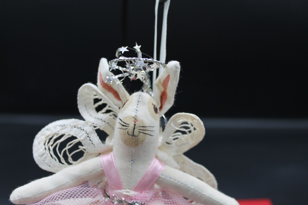 Vtg 1990s cloth bunny angel ornament