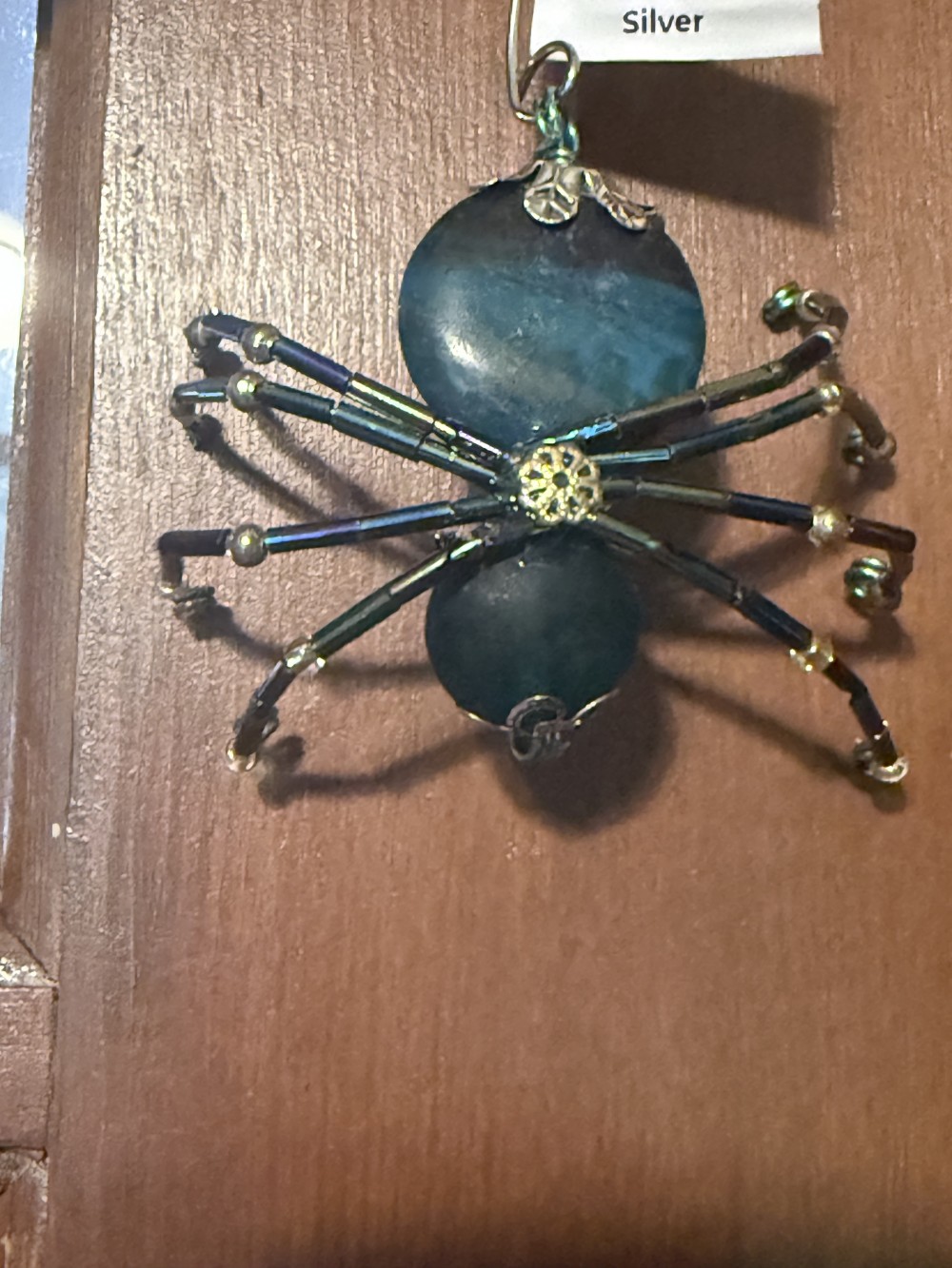 Ornament Spider Deep Blue Green & Silver