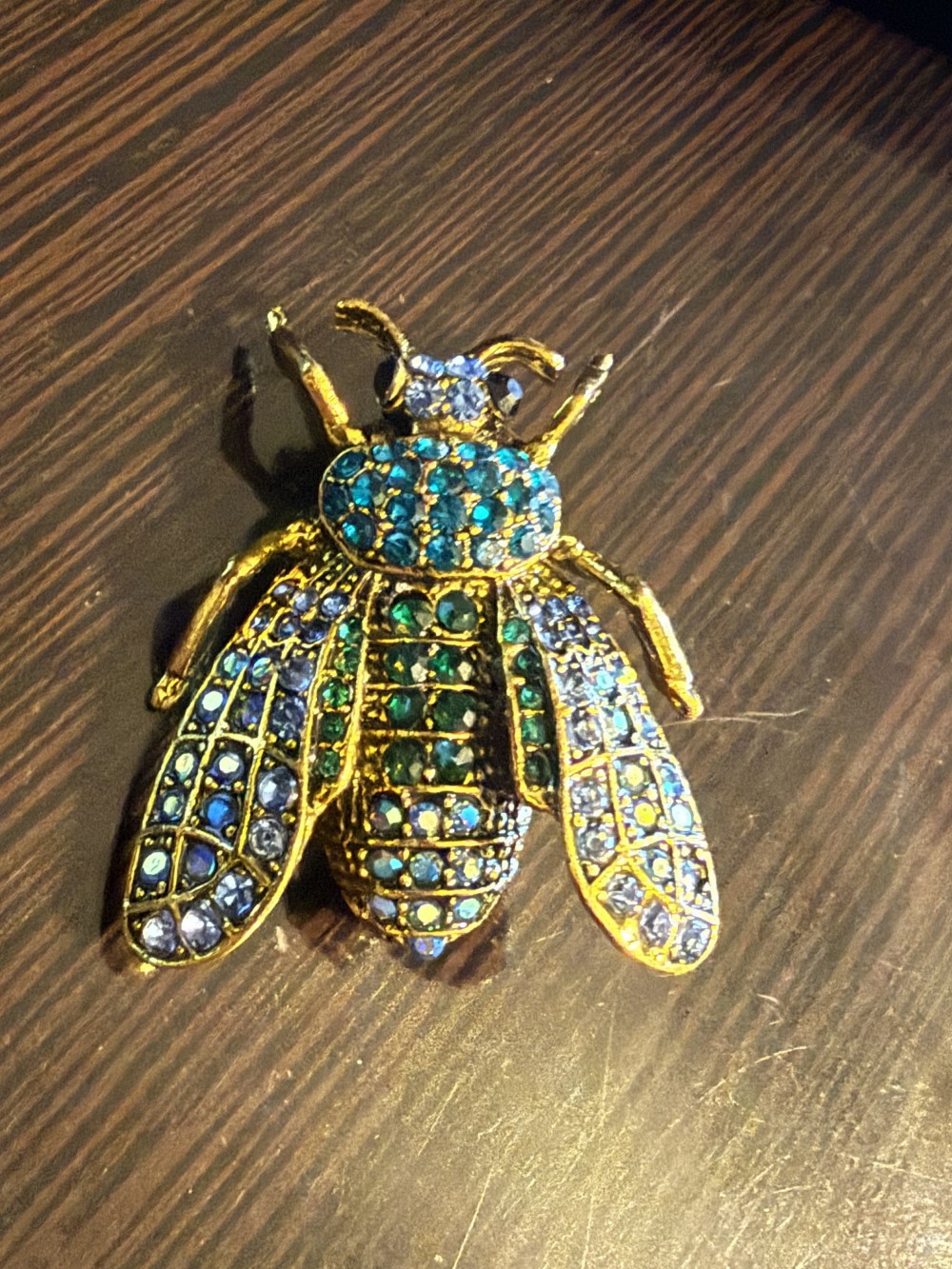 Brooch Pin - House Fly Rhinestone In Gold