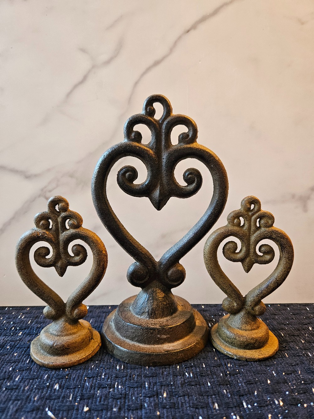 rustic cast iron decorative finial set
