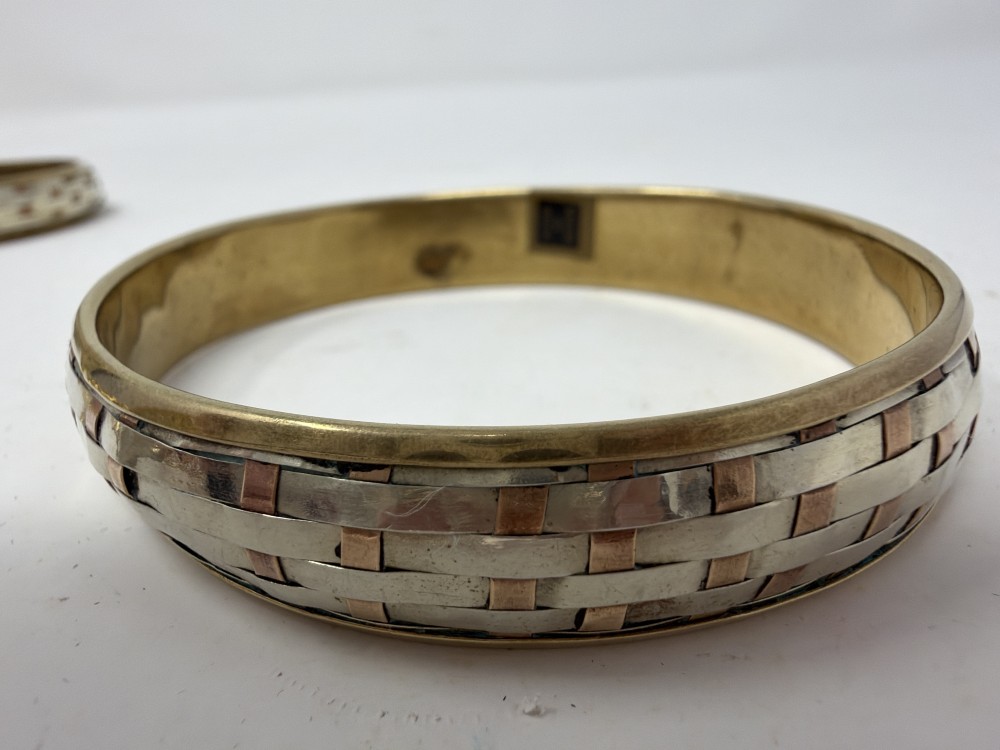 Vtg Brass Tricolor Bangle