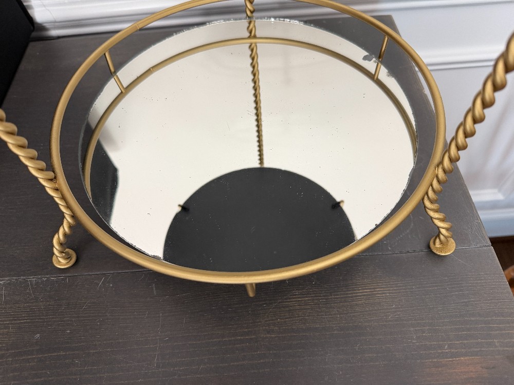 Vintage Hollywood Regency Gold Twisted Rope Accent Stand Vanity
