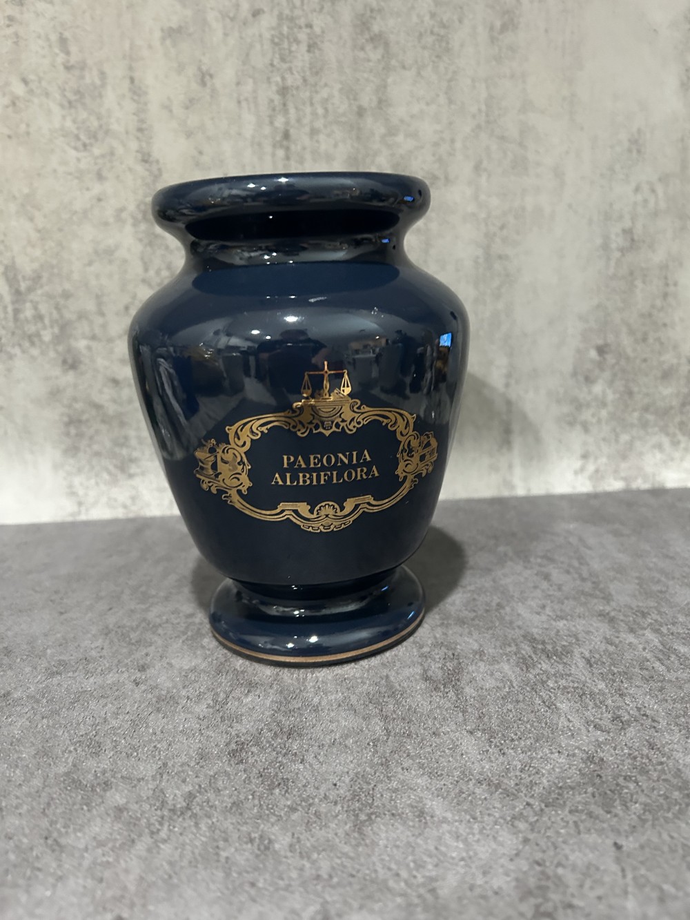 Cobalt blue apothecary jar - PAEONIA ALBIFLORA