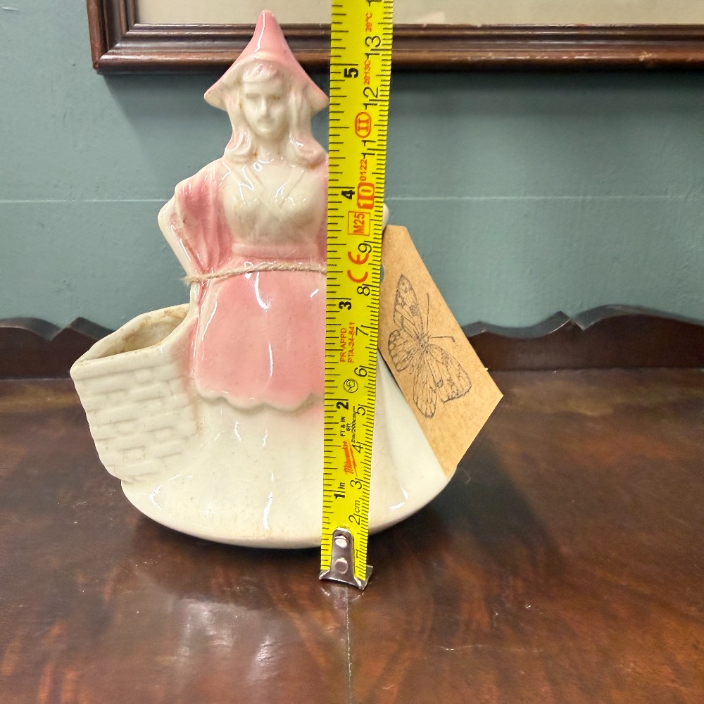 Pink Dutch Girl Planter with Basket