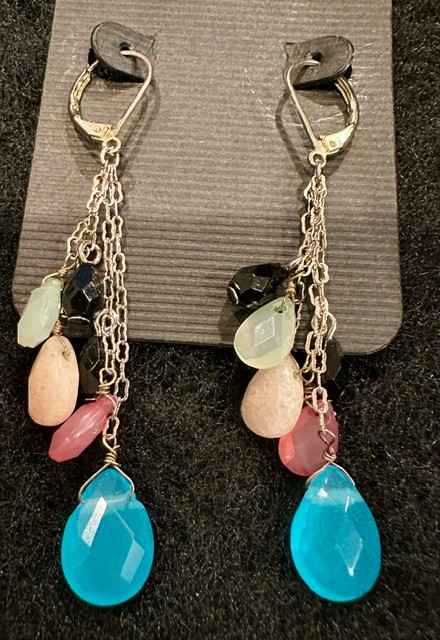 Multicolor gemstone waterfall earrings
