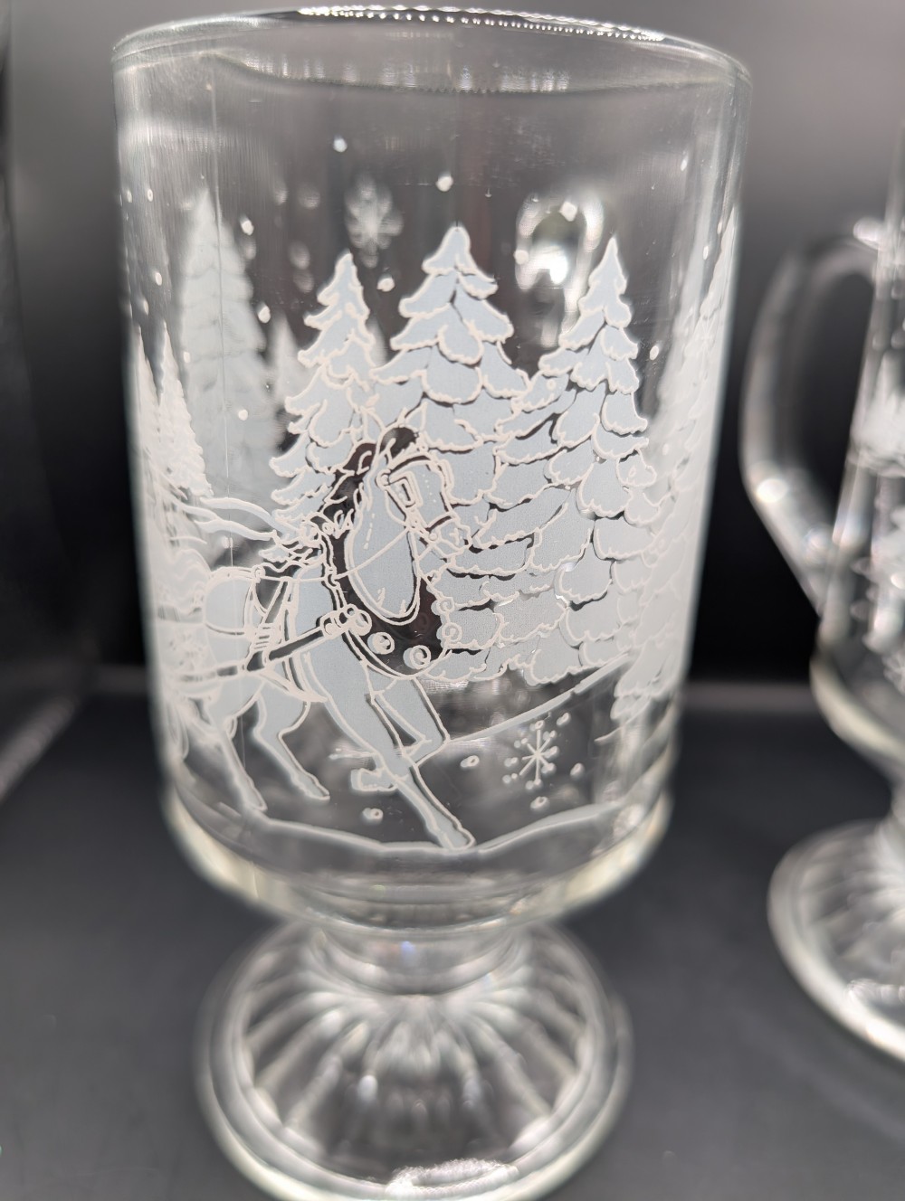 Vintage s/2 Avon Victorian Sleigh Ride pedestal mugs