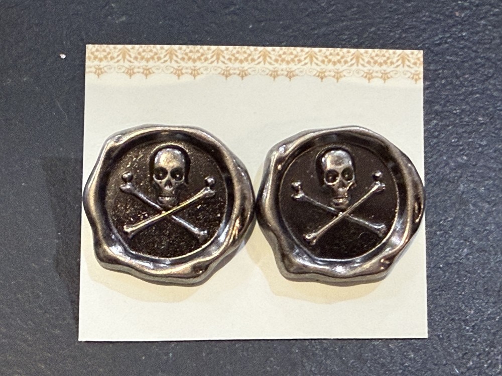 Earrings- Pewter Skull Over Crossbones