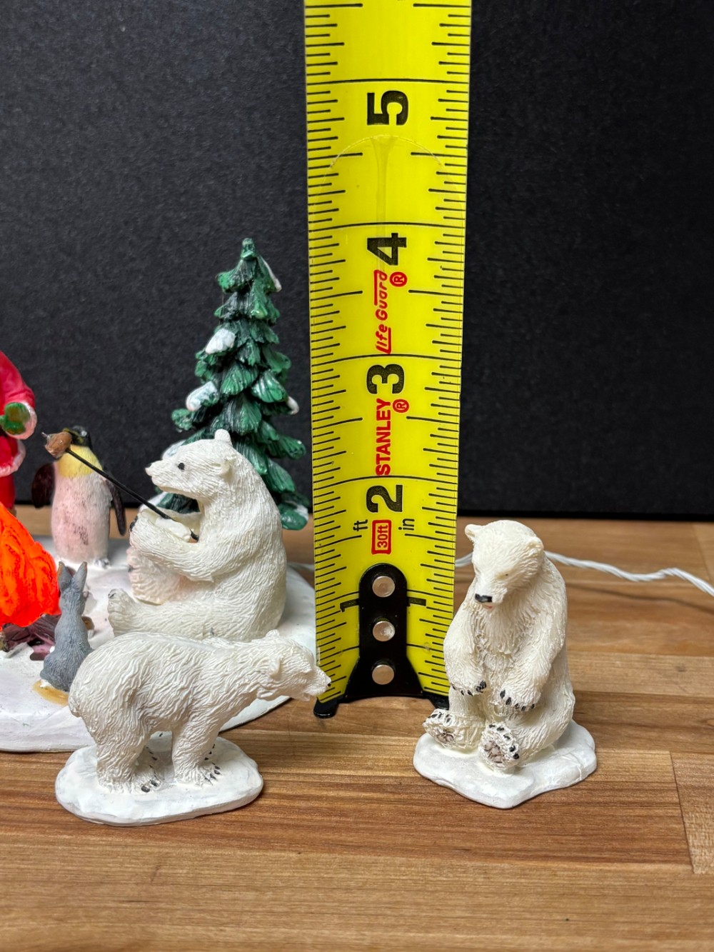 Lemax Fireside Fun Lighted Campfire Santa Polar Bears Christmas Village 4 Piece Set