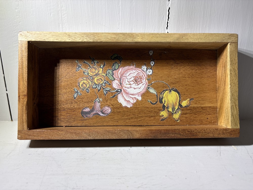 Wood Tray embellished with floral design