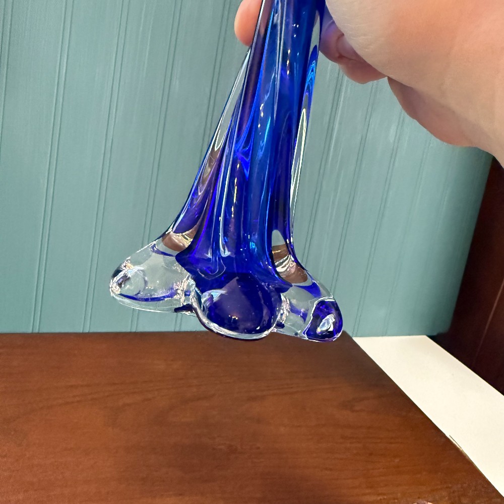 Cobalt Blue Swung Glass Bud Vase