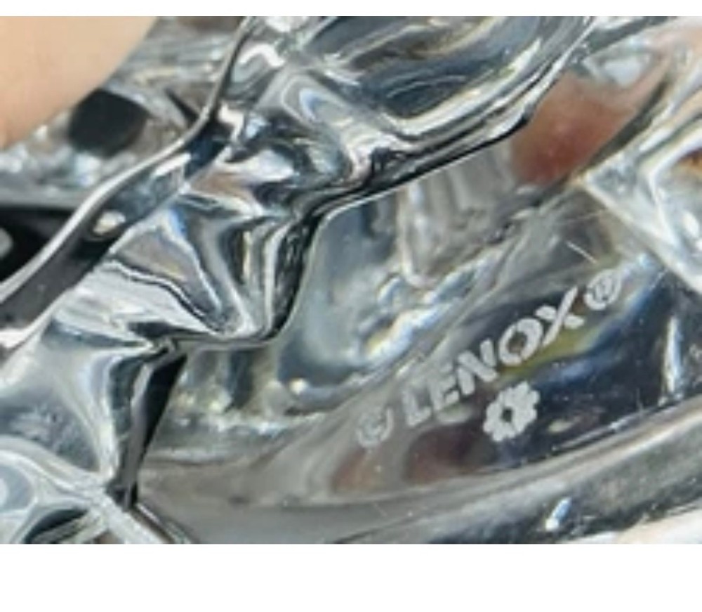 Dolphin Lenox Lead Crystal Leaping Dolphin Figurine Frosted Wave Sculpture 7.5