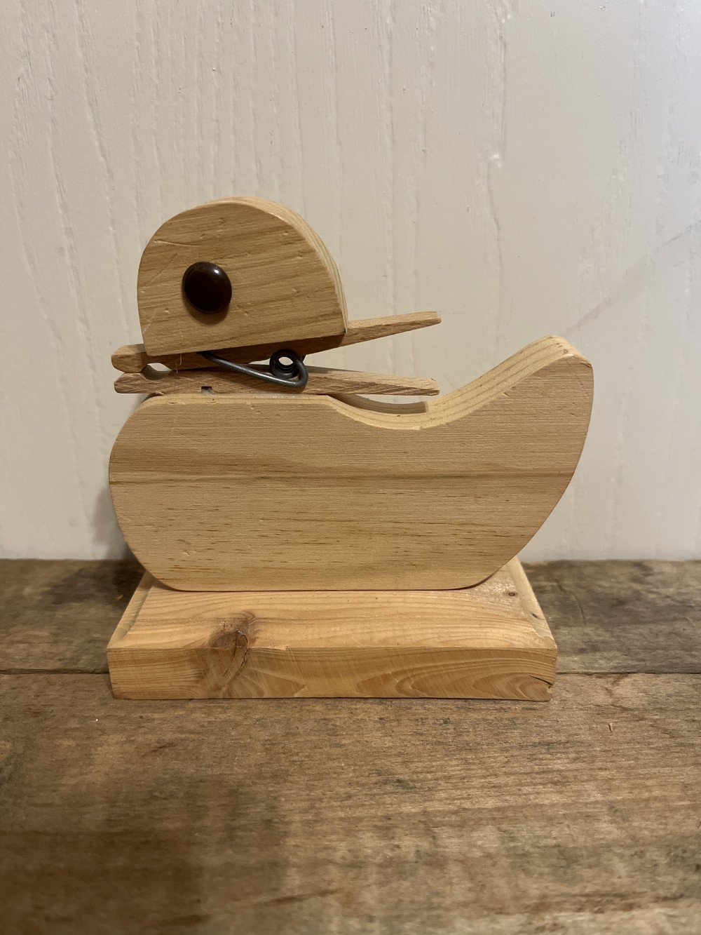 Vtg wood duck note holder