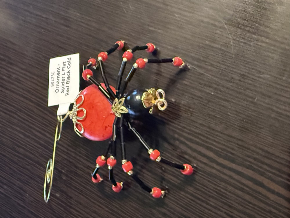Ornament - Spider L Flat Red Black Gold
