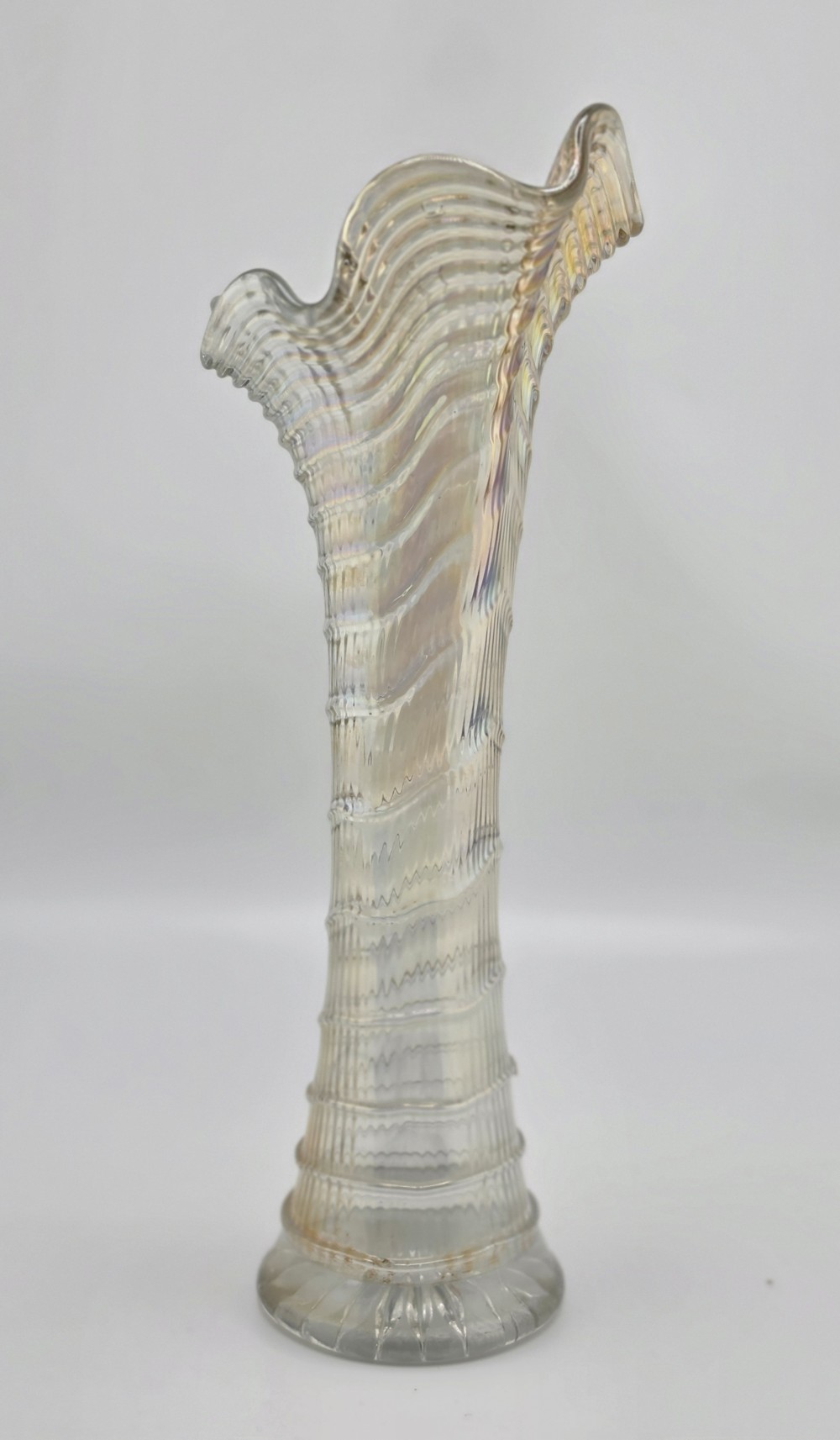 Antique 1920s Imperial Glass Ripple Swung Vase Marigold