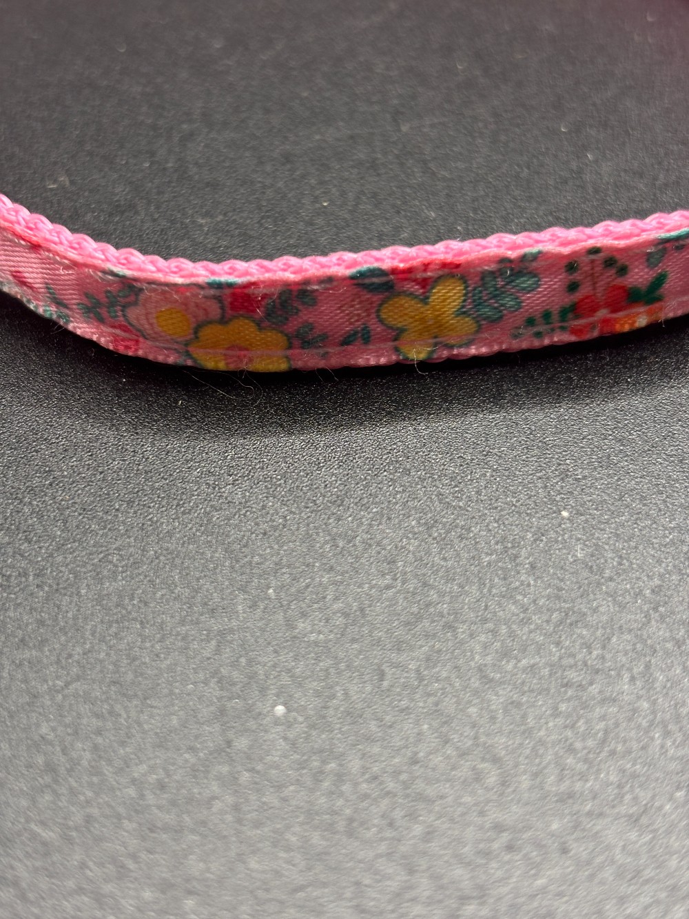 Pet pink floral PSM adjustable breakaway pet collar w/bell up to 11.5in