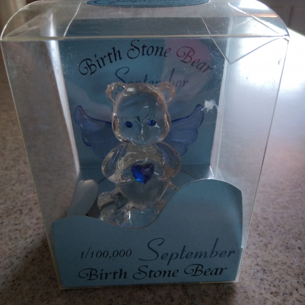 Collectible Glass September Birth Stone Angel Bear