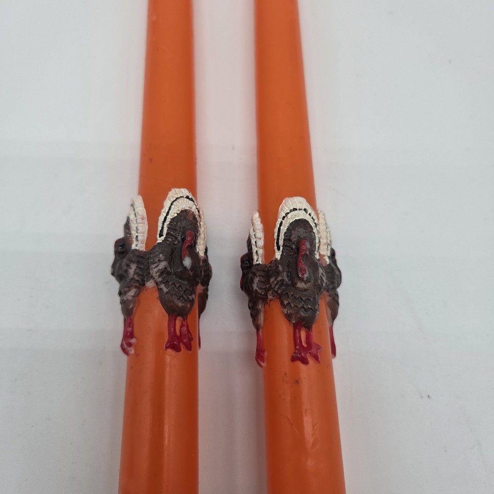 Vintage Pair of 10 Inch Turkey Candles
