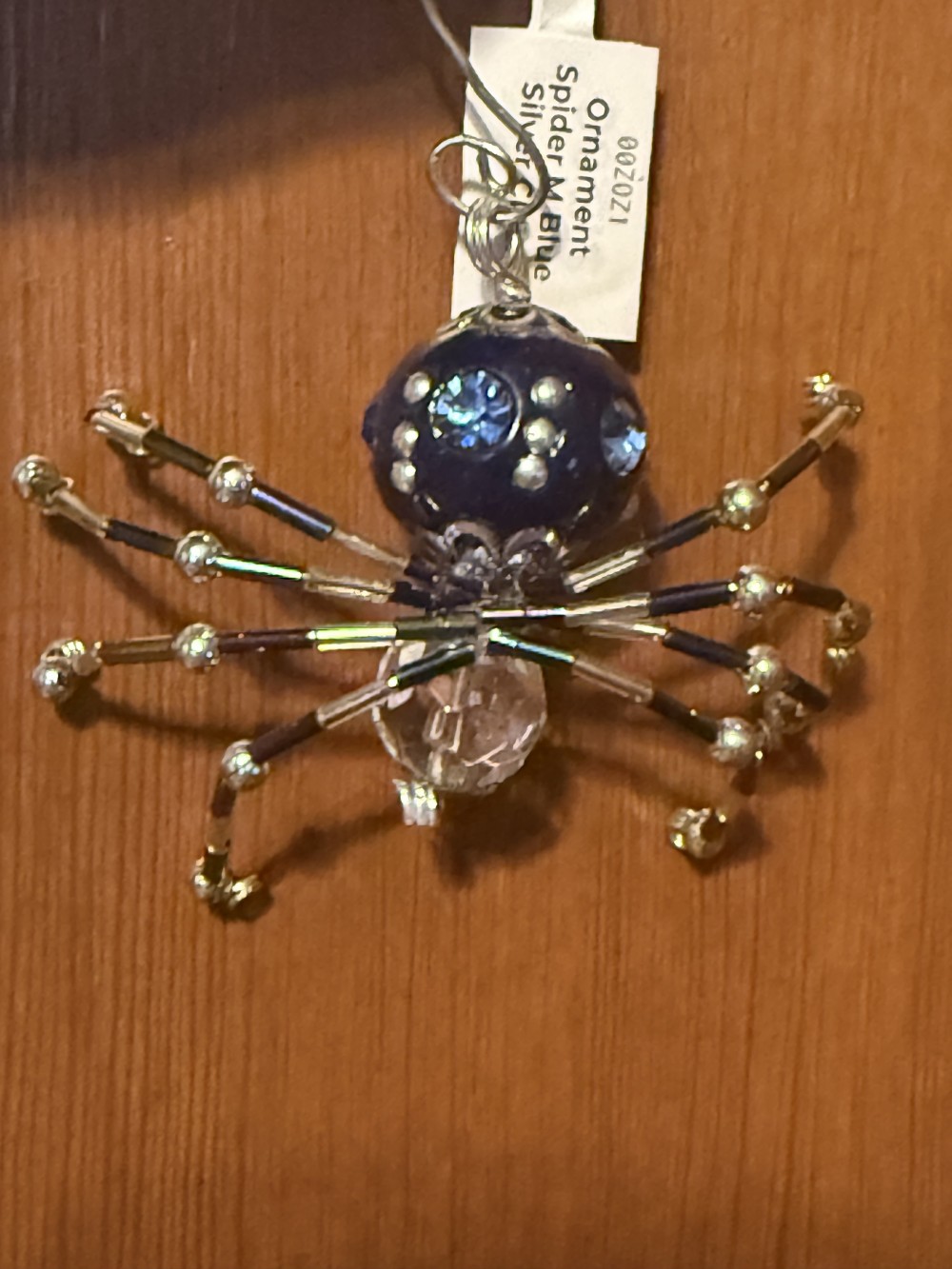 Ornament Spider M Blue Silver Clear