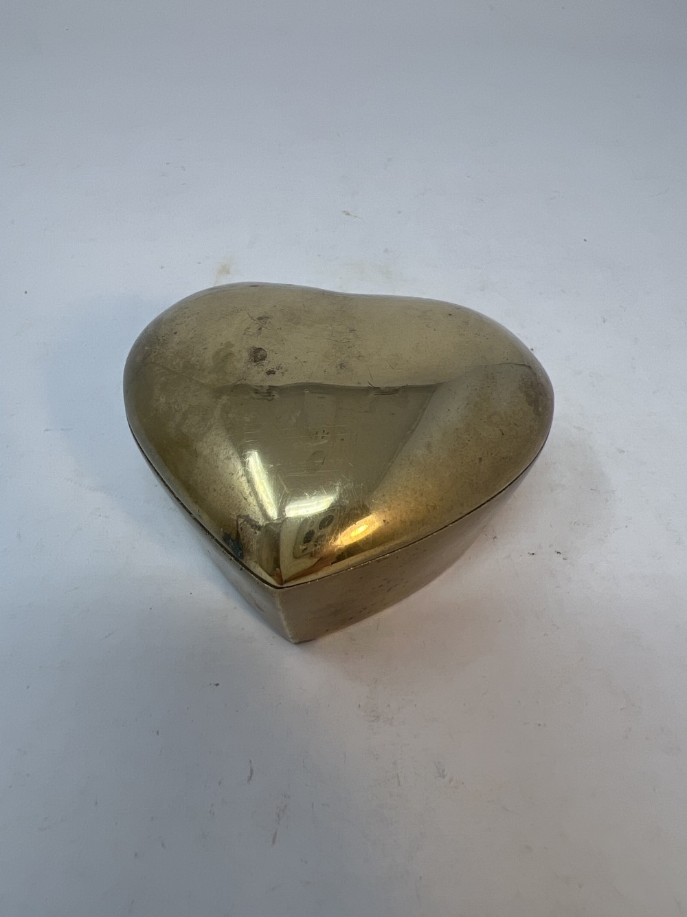 Vintage Brass Heart Trinket Box + stone heart