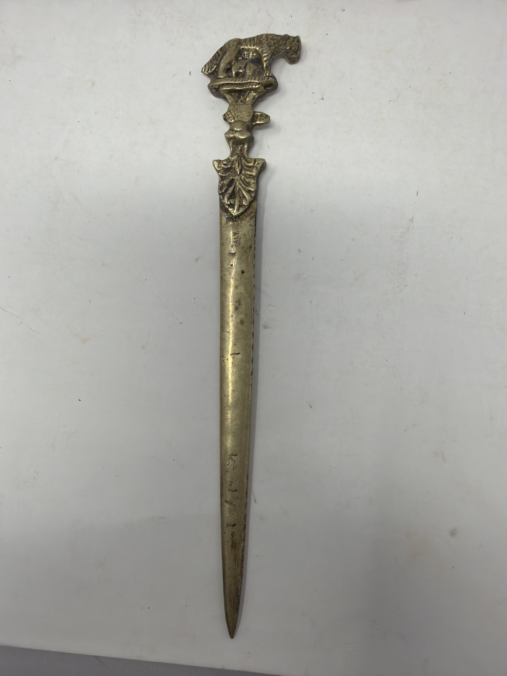 Vtg Brass Lioness & Cub Letter Opener