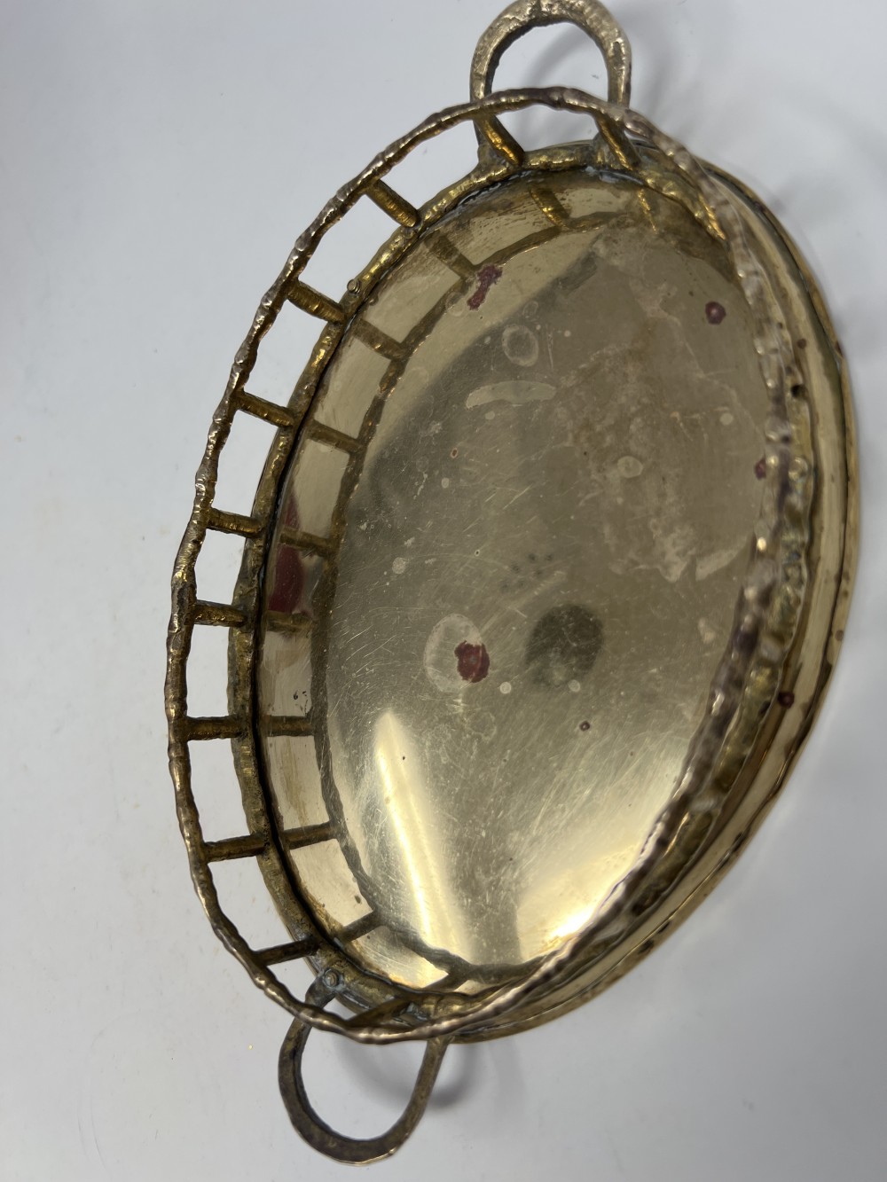 Vtg brass faux bamboo oval tray