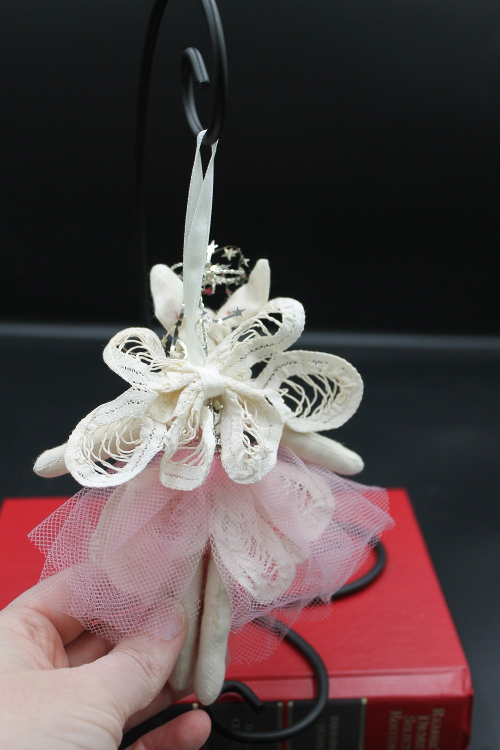Vtg 1990s cloth bunny angel ornament