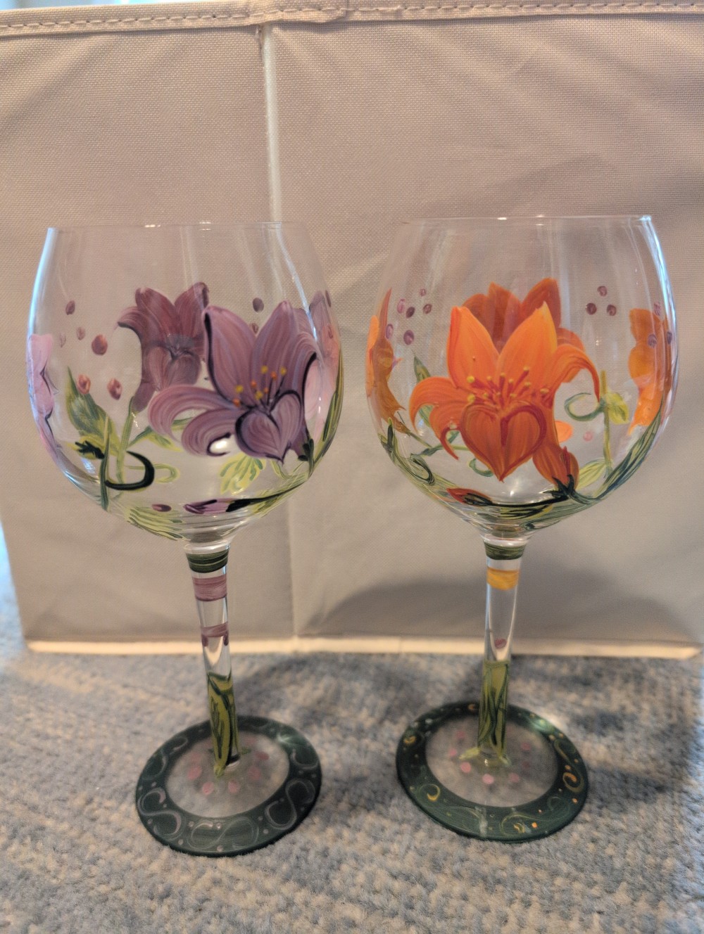 S/2 hand-painted wine glasses