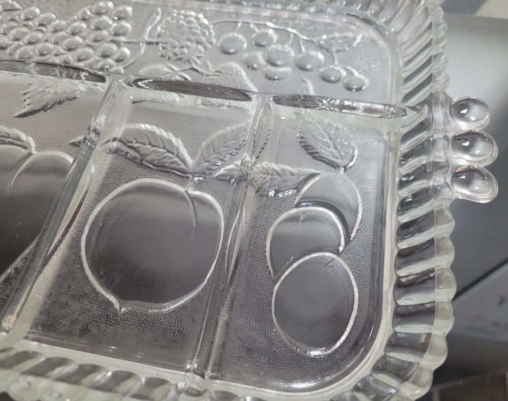 VTG Indiana Glass Crystal Happenings 5 section relish tray