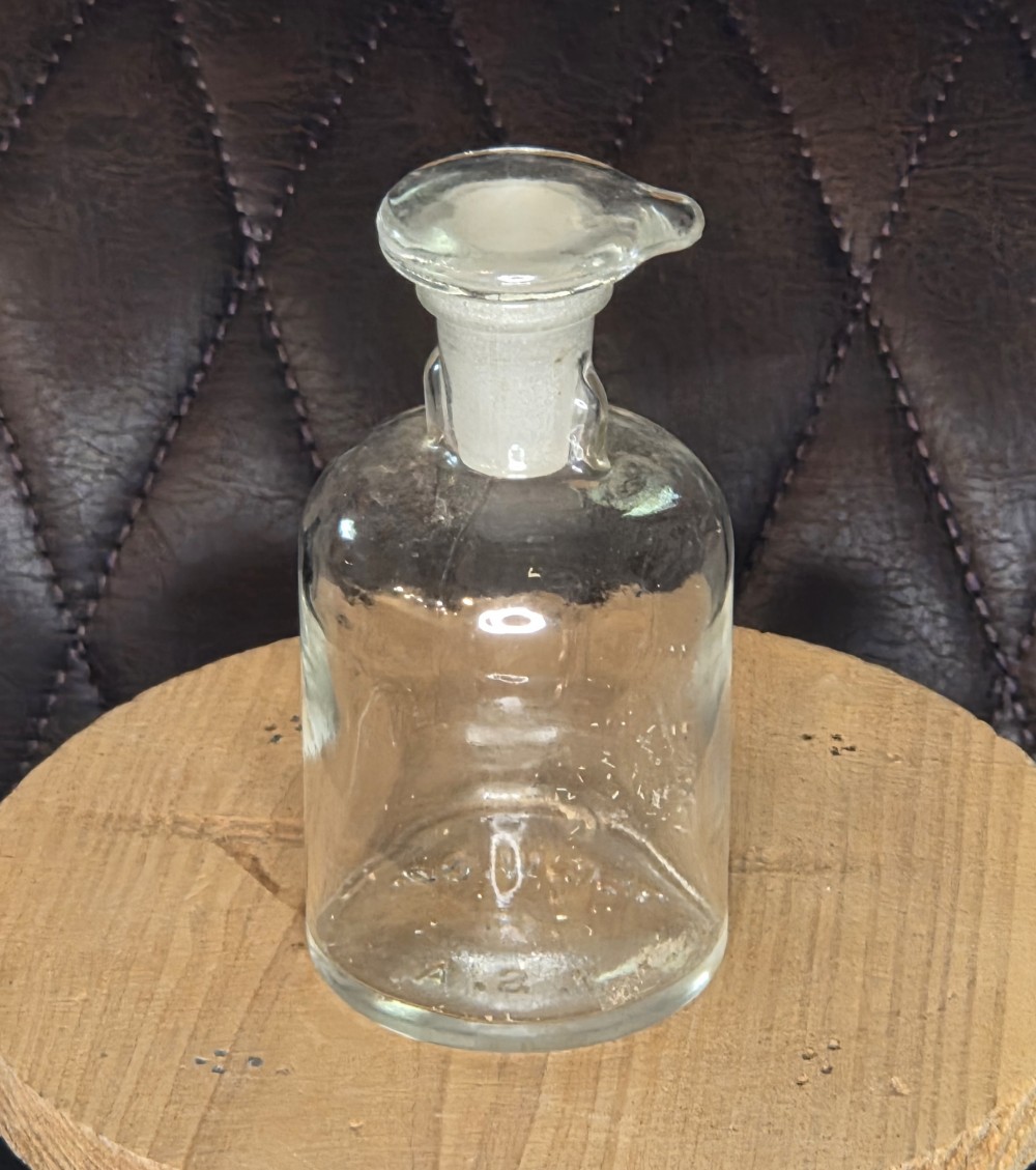 Antique TCW Apothecary Glass Bottle w/ Lid
