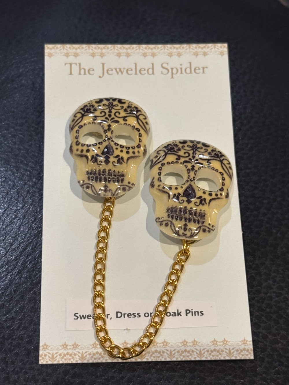 Sweater Pins - Sugar Skulls, Dress Pins, Cloak Pins