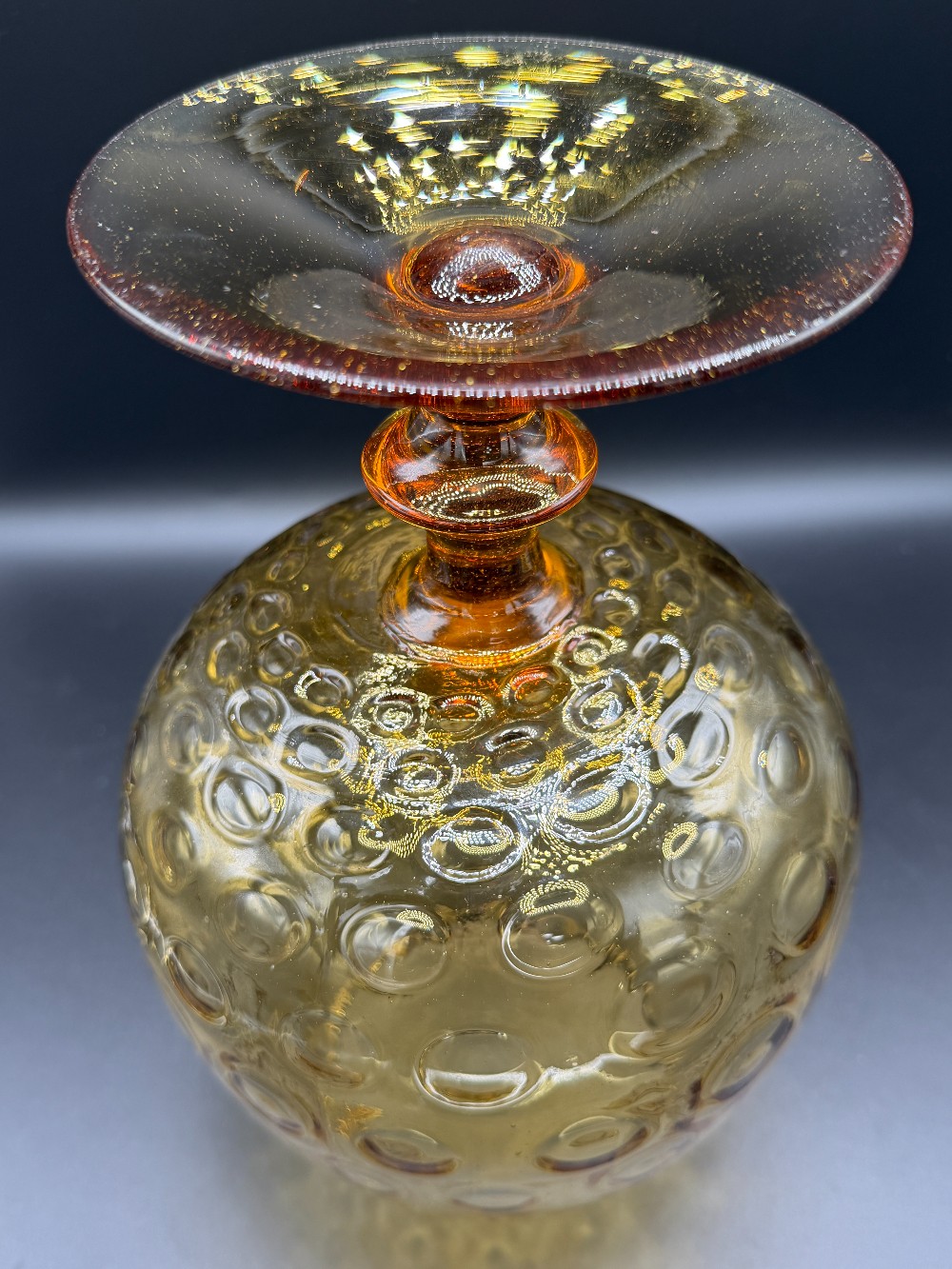 Art Glass Amber Brandy Snifter Vase