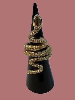 Vintage Snake Coil Ring Halloween Gold Tone Metal