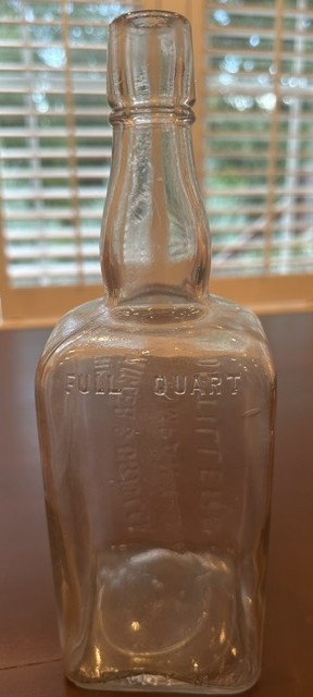 Antiq Crigler & Crigler Co Distillers Qt Whiskey Bottle- Uranium Glass