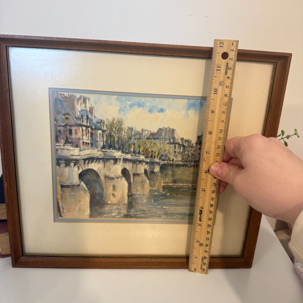 Original Watercolor – Paris Bridge Scene, Signed