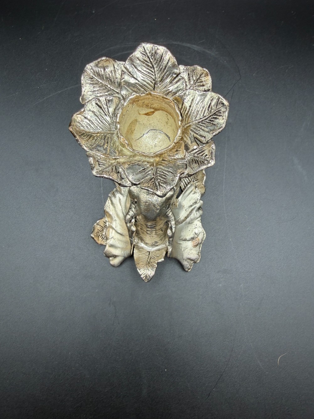 Vintage Silver Plated Elephant Candlestick Holder - Hollywood Regency Trunk Up Taper Base
