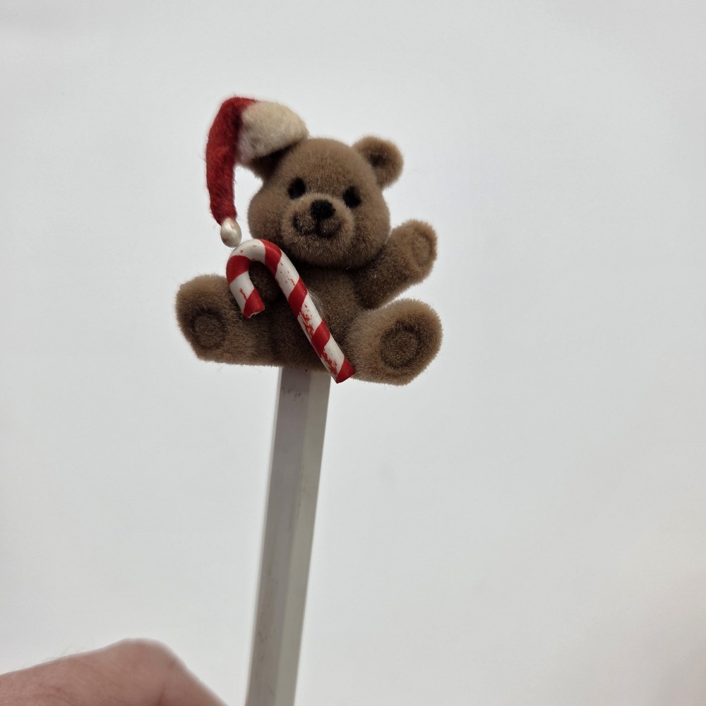 VTG Novelty Christmas Bear Pencil Topper