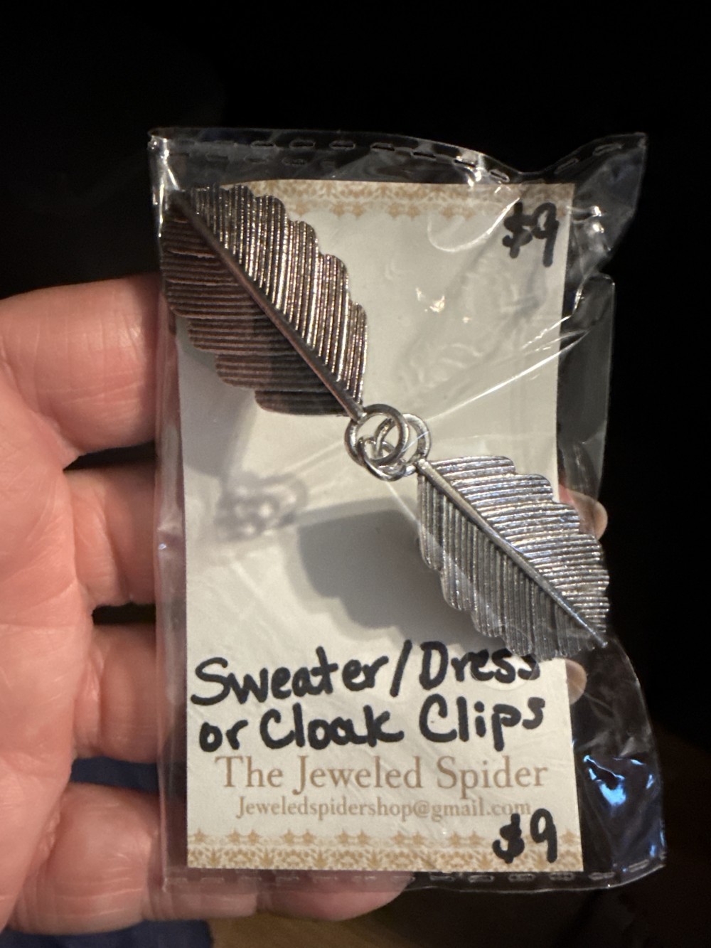 Sweatr clips - Two Silver Lg Feathers